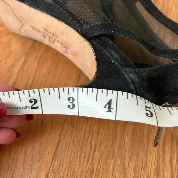 Sam Edelman Pompei Women’s Open-Toe Suede Black Stiletto Heels Size 8 - Picture 7 of 7